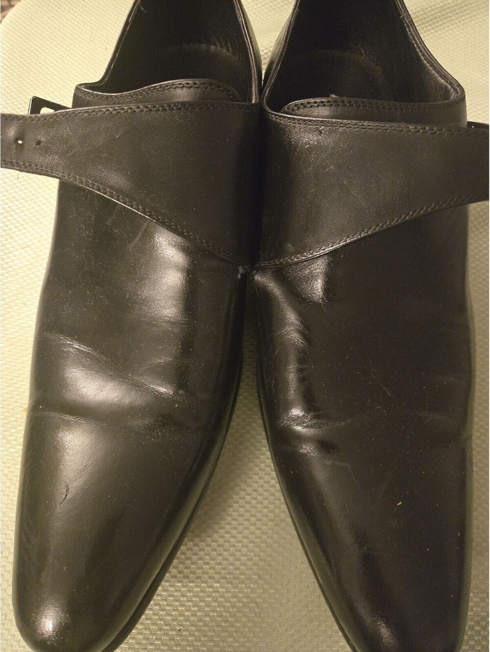 Enzo Shoes by Spano Black Leather Single Monk Strap Loafers Size 44 - Picture 8 of 8